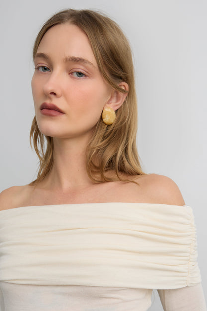 MARBLE RESIN OVAL EARRINGS