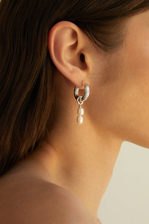 PEARL DROP HOOPS