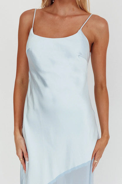Gilded Dream Chiffon Hem Maxi Dress Baby Blue