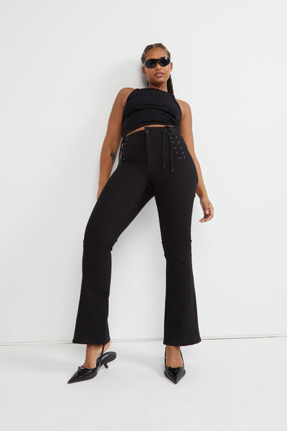FLARE JEAN WITH LACE-UP WAIST