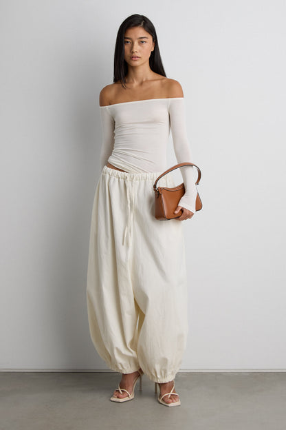 RELAXED BALLOON FIT COTTON PANTS