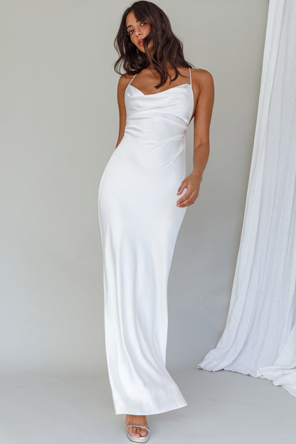 Palma Low Back Strappy Maxi Dress White