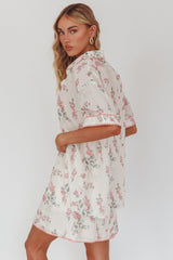 Catherina Ric-Rac Trim Mini Skirt Floral Pink