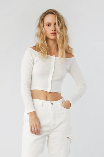 OFF SHOULDER BUTTONED FRONT TOP