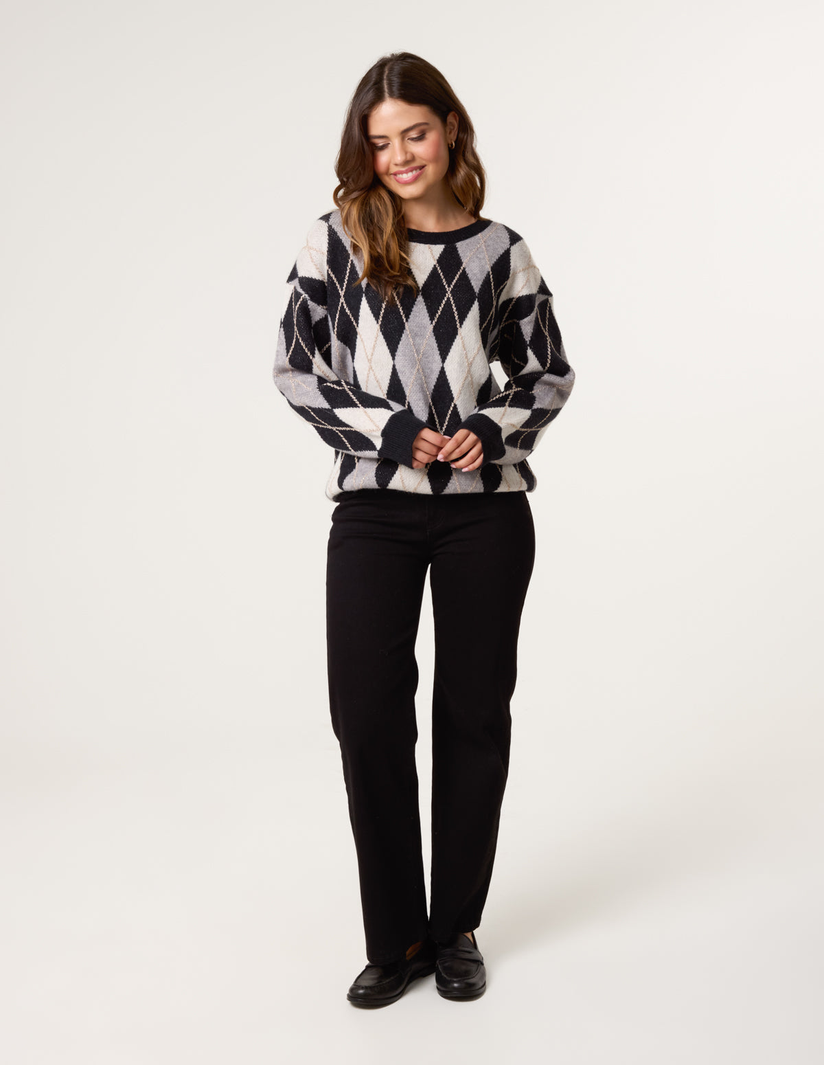 Argyle-Patterned Knit Jumper