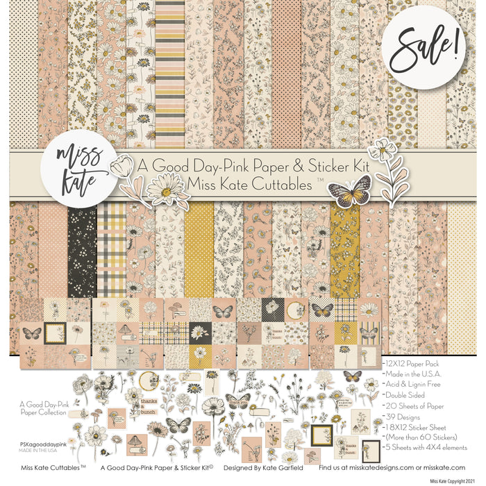 A Good Day-Pink- Paper & Sticker Kit 12X12 (Ds)
