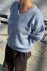 Abby Cotton V-Neck Sweater | Cornflower - Le Bon Shoppe