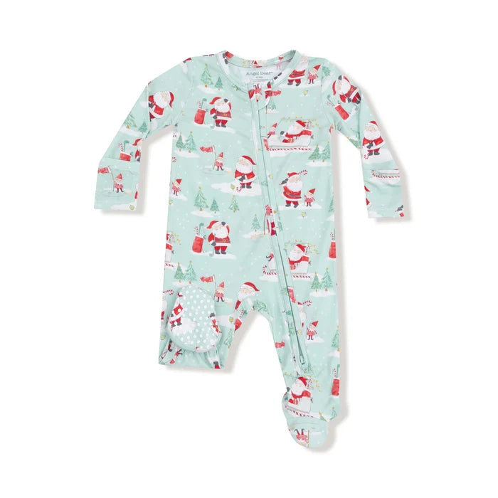 Angel Dear 2 Way Zipper Footie - Golfing Santa & Elves