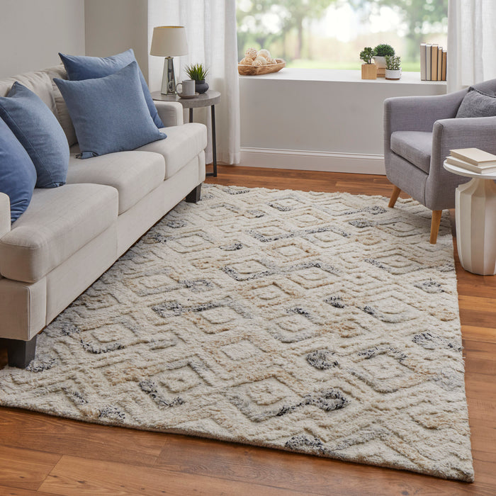 The Rug Corner Feizy Anica Transitional Moroccan - Ivory/Gray/Black