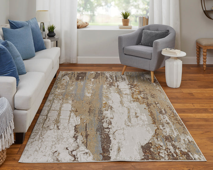 The Rug Corner Feizy Aura Modern Abstract - Ivory/Gold/Brown