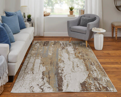 The Rug Corner Feizy Aura Modern Abstract - Ivory/Gold/Brown