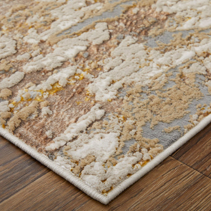 The Rug Corner Feizy Aura Modern Abstract - Ivory/Gold/Brown
