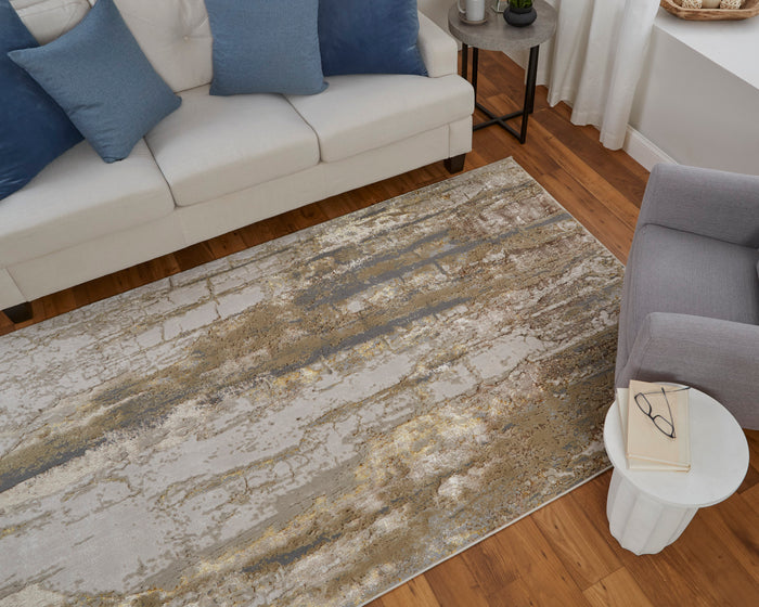 The Rug Corner Feizy Aura Modern Abstract - Ivory/Gold/Brown