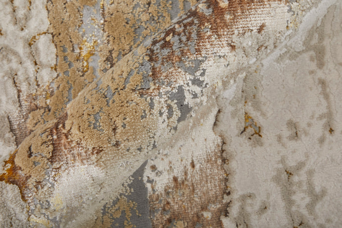 The Rug Corner Feizy Aura Modern Abstract - Ivory/Gold/Brown