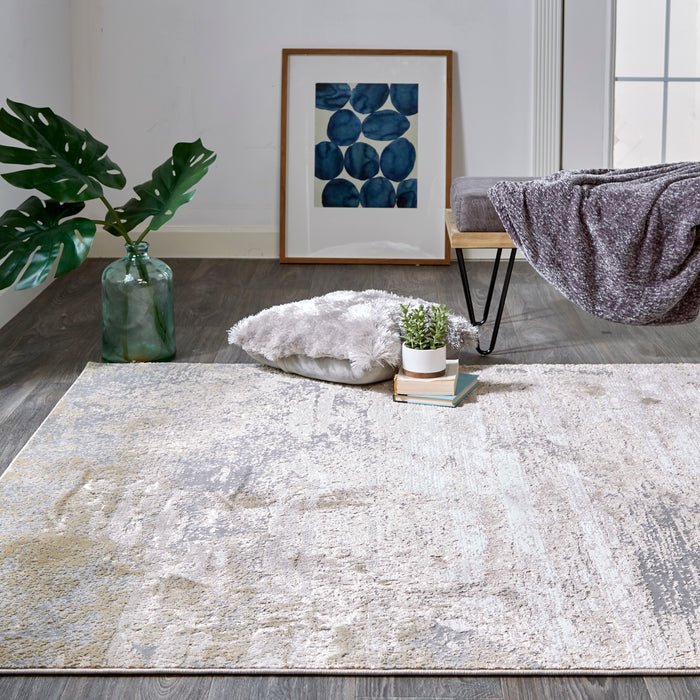 The Rug Corner Feizy Aura Modern Abstract - Ivory/Gold/Gray