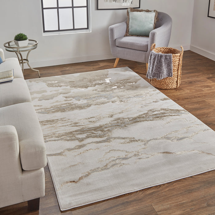 The Rug Corner Feizy Aura Modern Abstract - Ivory/Tan/Gray