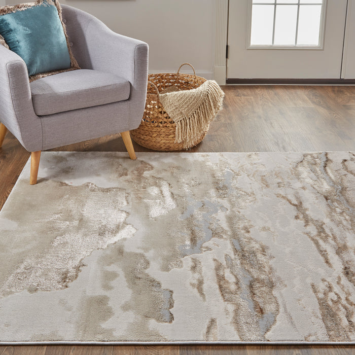 The Rug Corner Feizy Aura Modern Abstract - Ivory/Tan/Gray