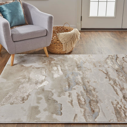 The Rug Corner Feizy Aura Modern Abstract - Ivory/Tan/Gray