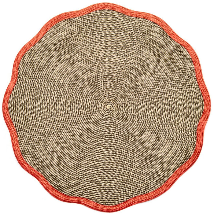 Autumn Terracotta Border Scallop Braided Placemat - Maisonette Shop