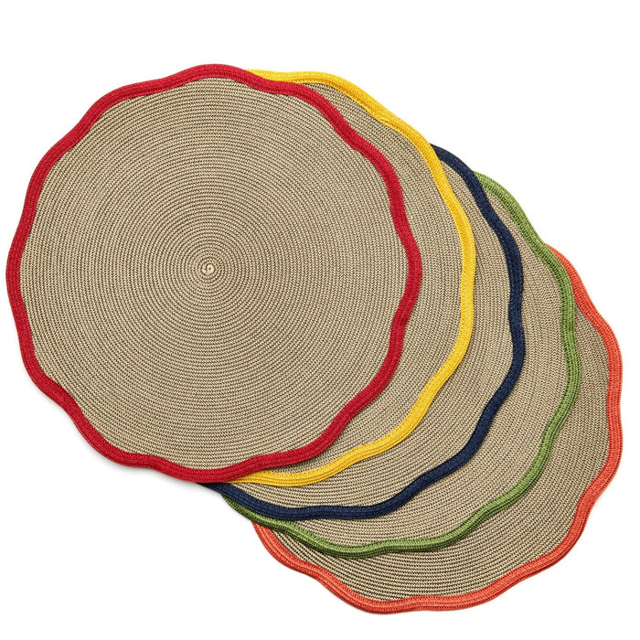 Autumn Terracotta Border Scallop Braided Placemat - Maisonette Shop