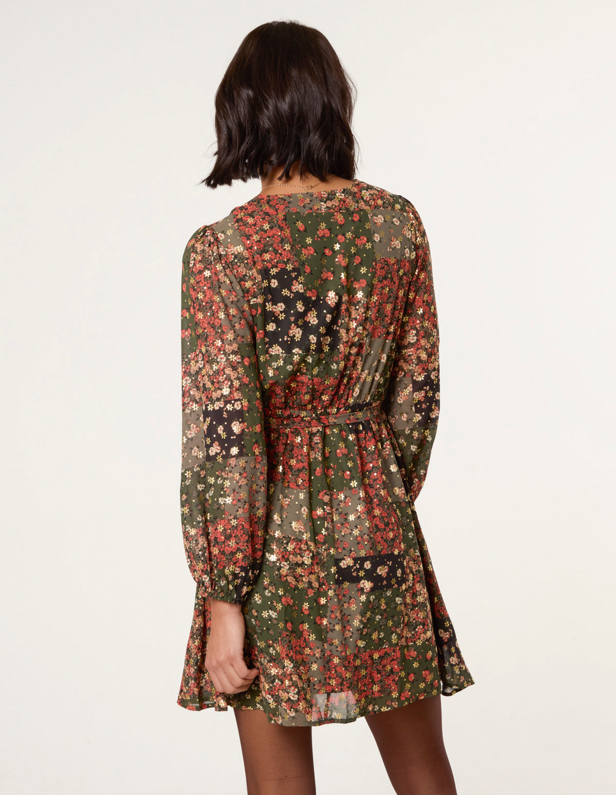Gold Foil Patchwork Mini Dress