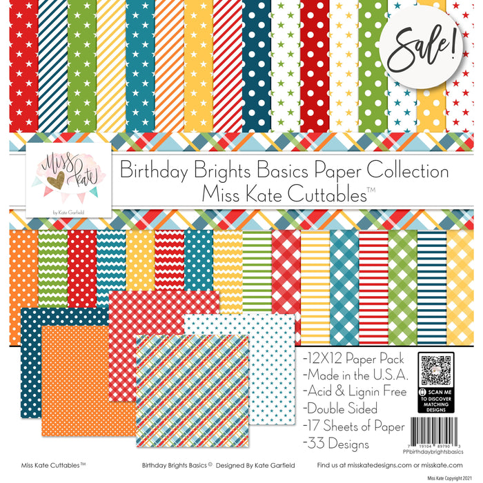 Birthday Brights Basics - Double-Sided Paper Pack 12X12 (Ds)