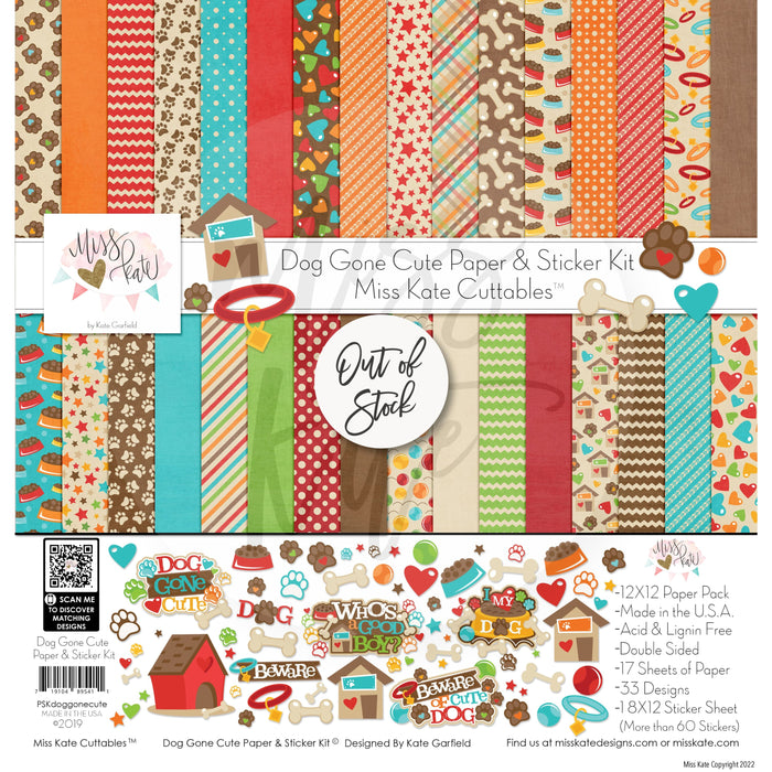 Bargain Bin - Dog Gone Cute Paper & Sticker Kit 12X12 (Ds)
