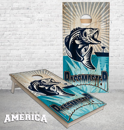 Bassmaster Fishing Boat cornhole boards