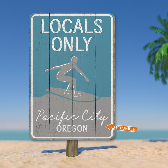 Beach Sign Locals Only Palm Tree Beach House Decor Ocean Surf Surfer Gift