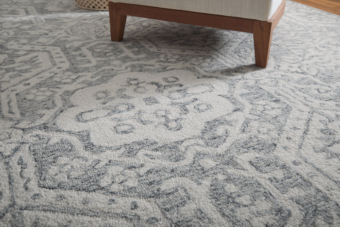 lifestyle The Rug Corner Feizy Belfort Traditional Geometric - Gray/White  Belfort Traditional Geometric - Gray/White