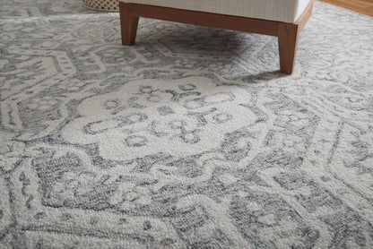 lifestyle The Rug Corner Feizy Belfort Traditional Geometric - Gray/White  Belfort Traditional Geometric - Gray/White