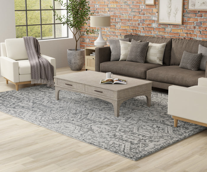 The Rug Corner Feizy Belfort Traditional Geometric - Gray/White  Belfort Traditional Geometric - Gray/White