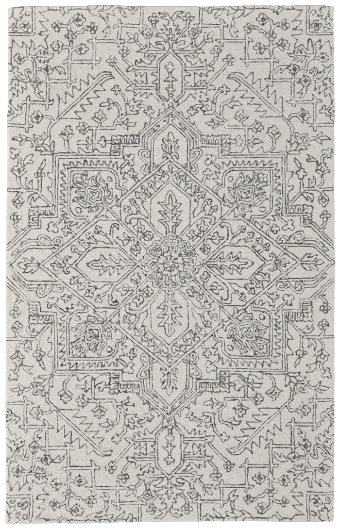 The Rug Corner Feizy Belfort Transitional Medallion - White/Gray  Belfort Transitional Medallion - White/Gray
