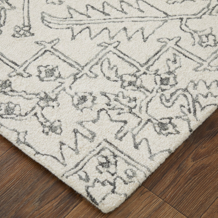 The Rug Corner Feizy Belfort Transitional Medallion - White/Gray  Belfort Transitional Medallion - White/Gray