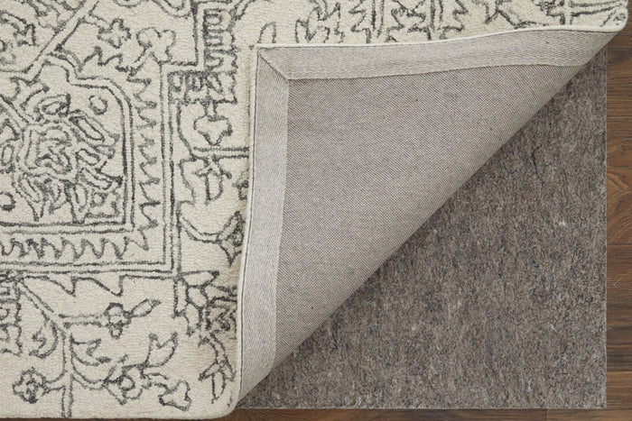 The Rug Corner Feizy Belfort Transitional Medallion - White/Gray  Belfort Transitional Medallion - White/Gray