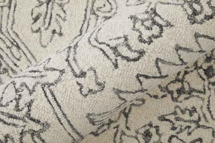 The Rug Corner Feizy Belfort Transitional Medallion - White/Gray  Belfort Transitional Medallion - White/Gray