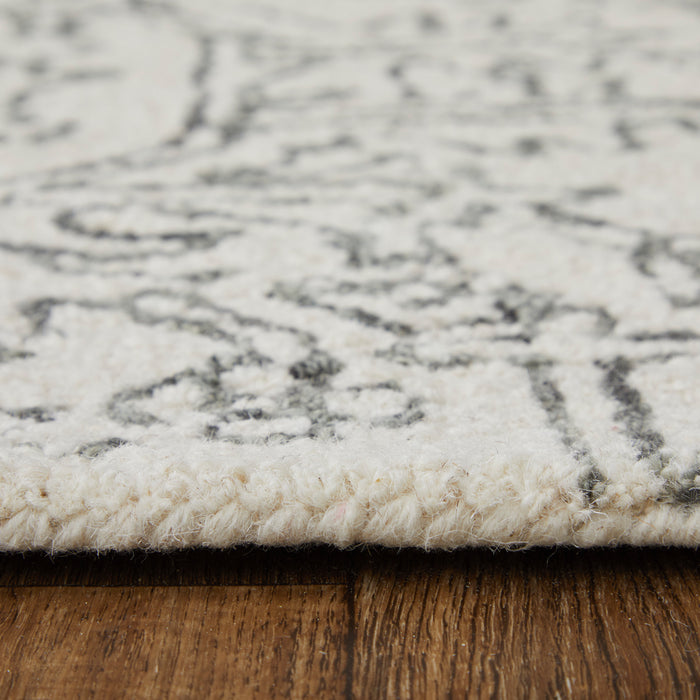 The Rug Corner Feizy Belfort Transitional Medallion - White/Gray  Belfort Transitional Medallion - White/Gray