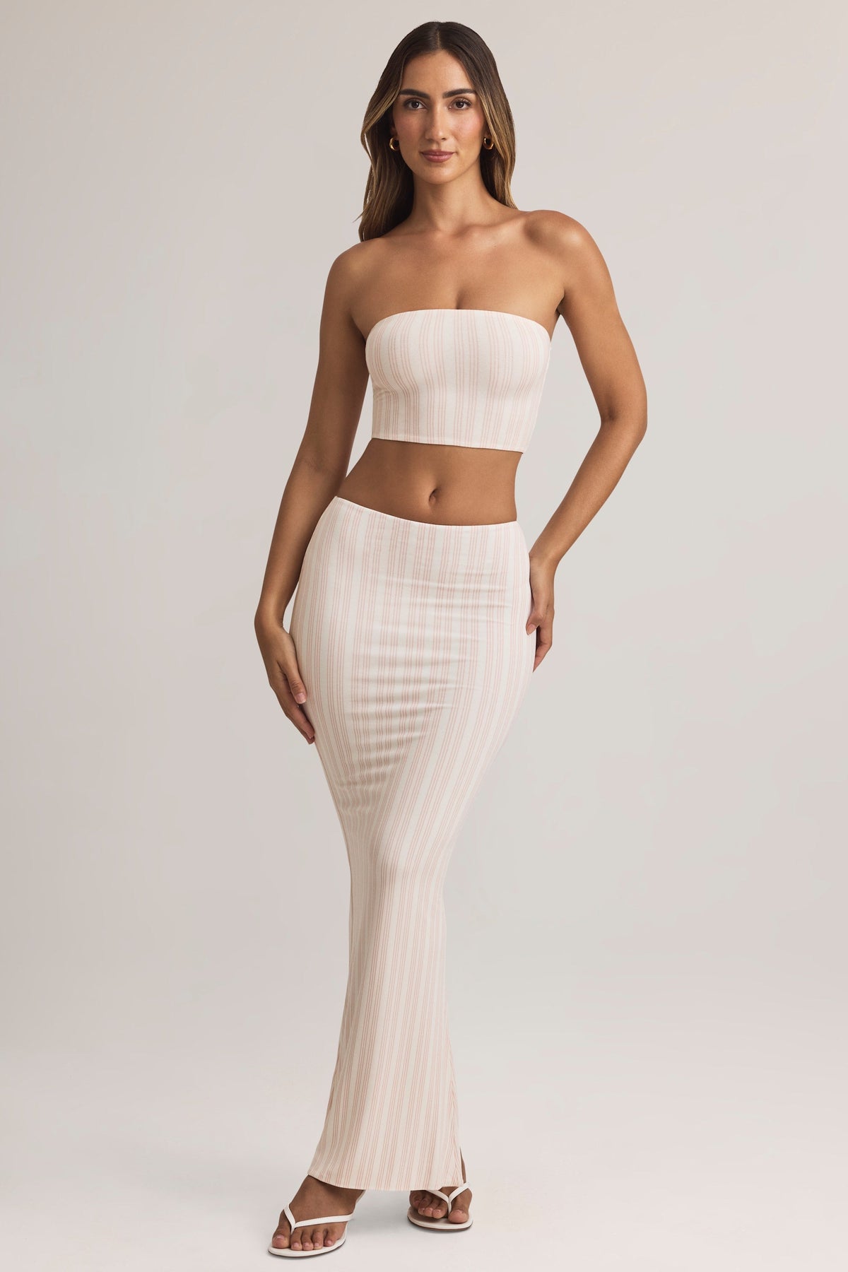 Modal Mid-Rise Maxi Skirt in Stripe Print