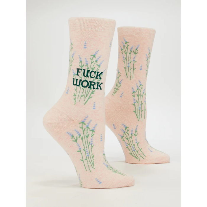 Blue Q Crew Socks Fuck Work