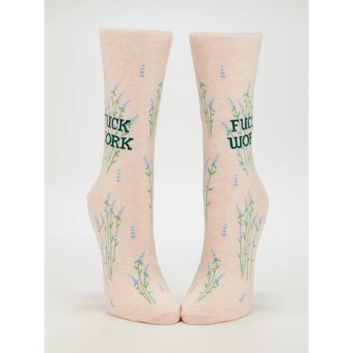 Blue Q Crew Socks Fuck Work