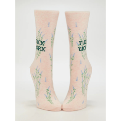 Blue Q Crew Socks Fuck Work