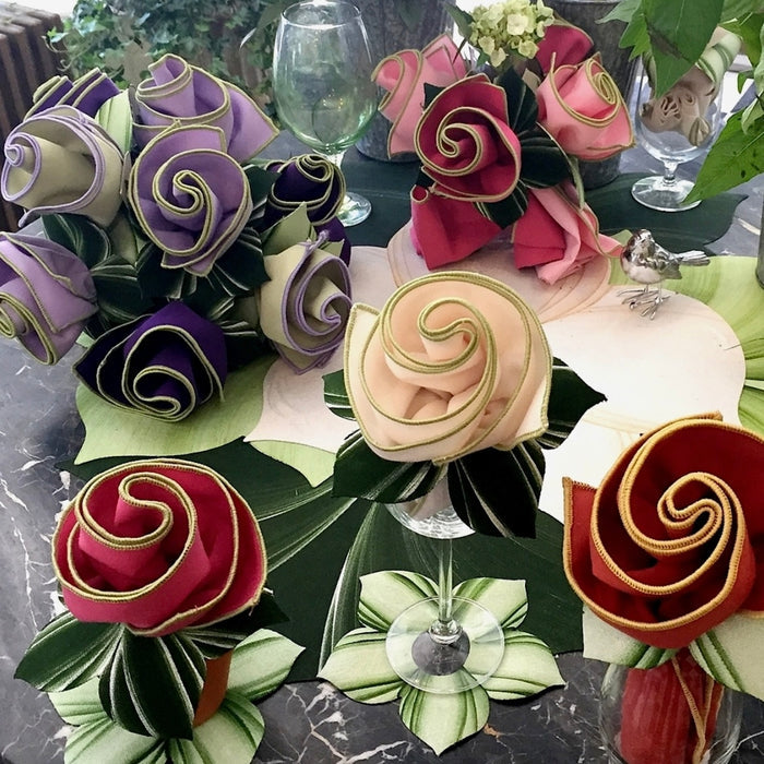Bouquet Napkin Ring Mint/Pine--Set of 4 - Maisonette Shop