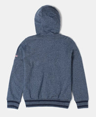 Super Combed Cotton French Terry Hoodie Jacket - Navy Grindle-2