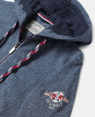 Super Combed Cotton French Terry Hoodie Jacket - Navy Grindle-3