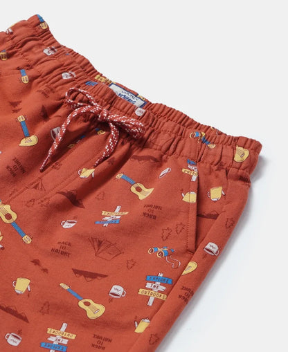 Super Combed Cotton French Terry Printed Shorts with Turn Up Hem Styling - Cinnabar Assorted Prints-3