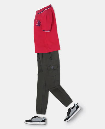 Super Combed Cotton Rich Cargo Pants with Cuffed Hem - Deep Olive-4