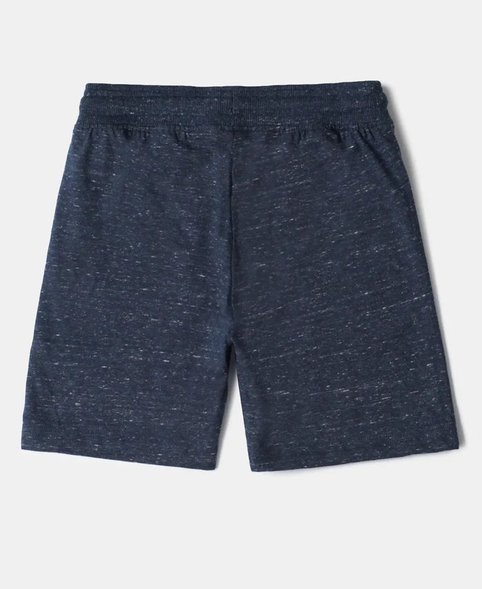 Super Combed Cotton Rich Graphic Printed Shorts - Blue Snow Melange-2