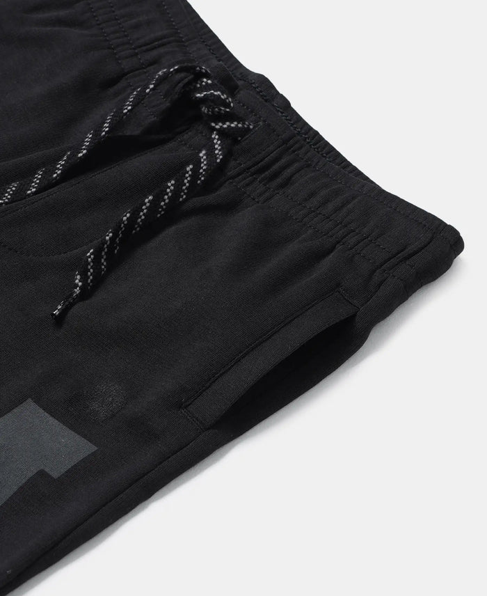 Super Combed Cotton Rich Graphic Printed Trackpants - Black-3