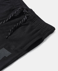 Super Combed Cotton Rich Graphic Printed Trackpants - Black-3