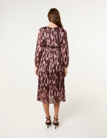 Crossover Metallic Pleated Dress
